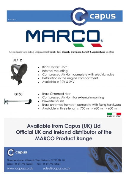 Marco Horns available from Capus (UK) Ltd - Official UK and Ireland  distributor of the MARCO Product Range - Capus
